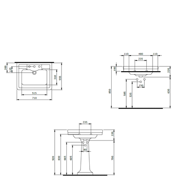 Bocchi Verona Lavabo 71 cm Parlak Beyaz 1040-061-0126