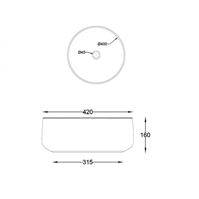 Newarc MOR.L.042 MB   Moreno Tezgah Üstü Lavabo Mat Siyah 