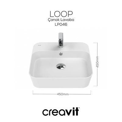 Creavit Loop Kare Çanak Lavabo 45 cm LP046