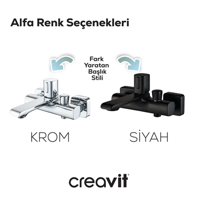 Creavit AL2500S Alfa Banyo Bataryası Armatürü Mat Siyah