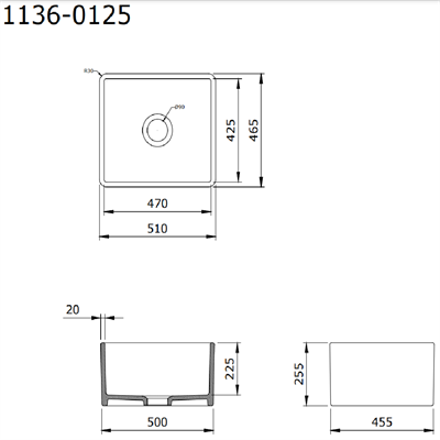 Bocchi Lavello Seramik Mutfak Eviyesi 50 cm Mat Kahve 1136-025-0120