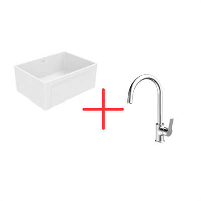 Creavit ES061 Esse 61 cm Beyaz Seramik Eviye ve Mutfak Bataryası Seti