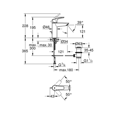 Grohe Eurosmart Tek Kumandalı Lavabo Bataryası M - Boyut  23322003