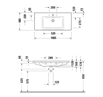 Duravit 2367100000 D-Neo Etajerli Lavabo 105 cm