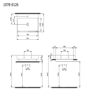 Bocchi Scala Tezgah Üstü Lavabo 80 Cm Parlak Beyaz 1078-001-0126