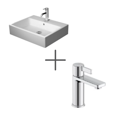 Duravit Vero Air 60 cm Lavabo Ve  D-Neo Lavabo Bataryası, Medium