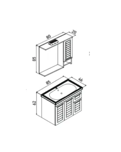 Orka Perge 85 CM Banyo Dolabı Takım Parlak Beyaz