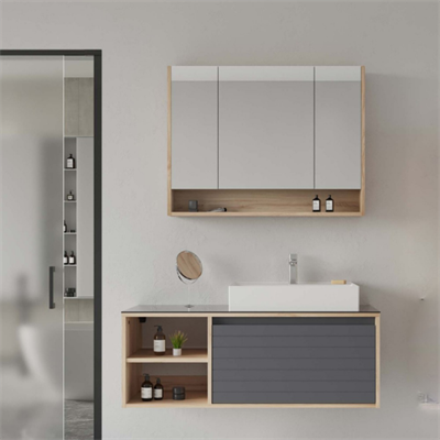 Orka Prato 120 cm Banyo Dolabı Takımı Legnana Açık Meşe Antrasit