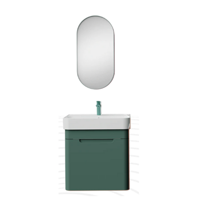 Creavit CO0060.42 Colorit Çekmeceli Lavabo Dolabı 60 cm Ve Oval Ayna  Nil Yeşili