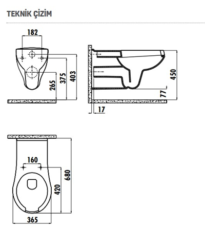 Creavit BD320 Bedensel Engelli Asma Klozet Beyaz Ve Kapak