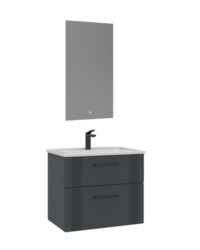 Orka Bari 65 cm Banyo Dolabı Takımı Led Aynalı Mat Antrasit