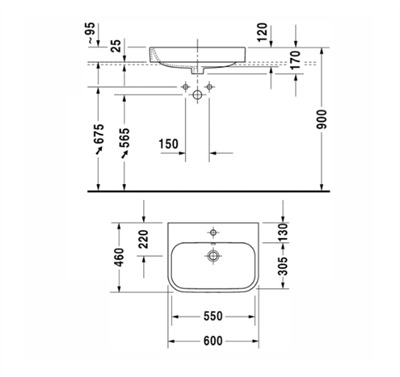 Duravit 2315600000 Happy D.2 Tezgah Üstü Lavabo 60 cm