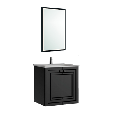 Creavit Kayra Mat Antrasit Lavabo Dolabı Takımı Dolaplı 60cm 