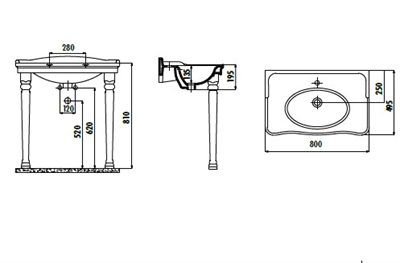 Creavit AN100 ANTİK 50X100 CM LAVABO 2 ADET ANTİK AYAK