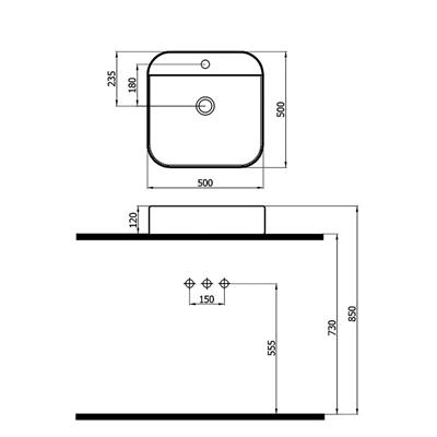 Newarc 515050BT Loft Batarya Delikli Lavabo