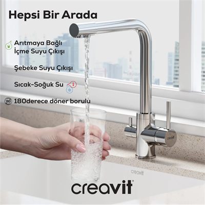 CREAVİT DW8700 Su arıtma Çıkışlı Mutfak Armatürü - HBV00001CELLR