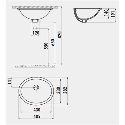 Creavit Tp211 Tezgah Altı Oval Lavabo 33X43 Cm Beyaz