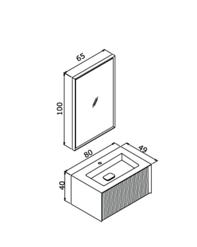 Orka Cube 80 CM Banyo Dolabı Takımı Mat Gri