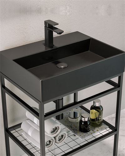 Orka Capetown 60 CM Banyo Alt + Lavabo Siyah