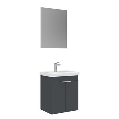 Orka Desna 50 cm Asma Banyo Dolabı Set, Düz Ayna antrasit