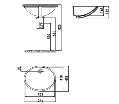 Creavit TP205 Tezgah Altı Oval Lavabo 40X52 cm Beyaz