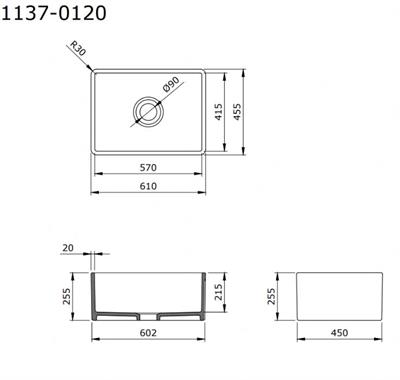 BOCCHİ 1137-001-0120 LAVELLO MUTFAK EVYESİ 60 cm Parlak Beyaz