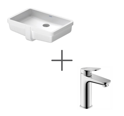 Duravit Vero Tezgah Altı Lavabo 49 cm Ve Wave Lavabo Bataryası Medium