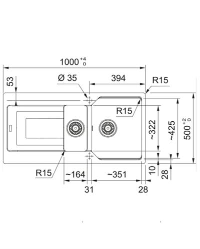 Franke Urban UBG 651-100 1,5 Göz Oyster Tezgahüstü Evye
