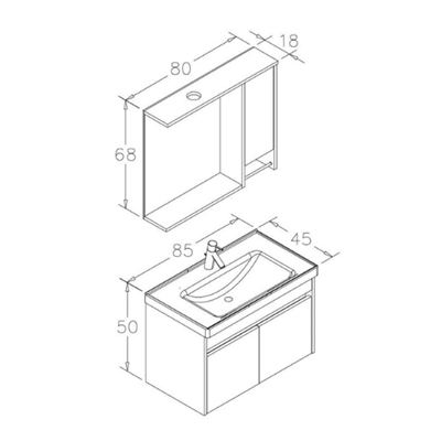 Orka Aydos 85 Cm Banyo Dolabı Takım