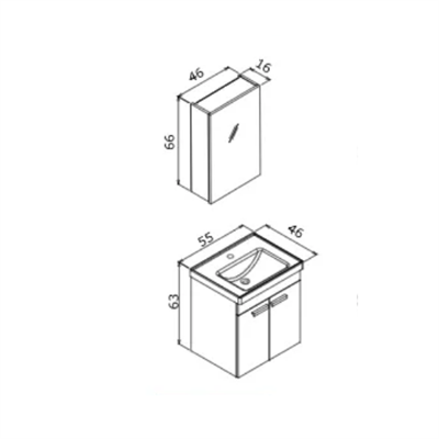 Orka Enez 55 cm Banyo Dolabı Takım Desenli Antrasit