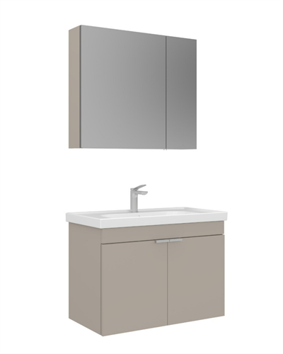 Orka Desna 90 cm Ayna Dolaplı Banyo Dolabı Takımı Çöl Beji