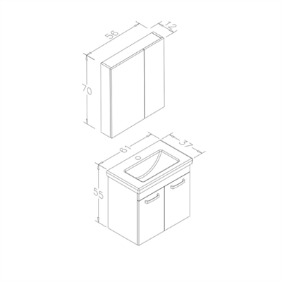 Orka Bafa 60 Cm Banyo Dolabı Takım Beyaz