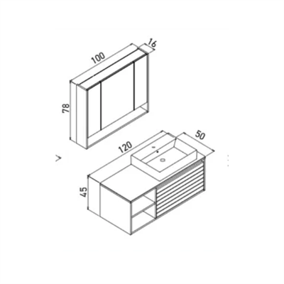 Orka Prato 120 cm Banyo Dolabı Takımı Navaro Koyuı Meşe Antrasit
