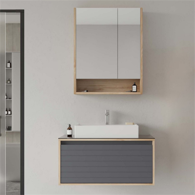 Orka Prato 80 Cm Banyo Dolabı Takımı Legnano Açık Meşe Antrasit