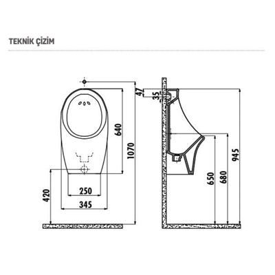 CREAVİT TP611 Üstten Su Girişli Pisuar