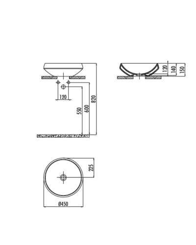 Creavit Deep Tezgah Üzeri Lavabo Ø45 cm DE045 