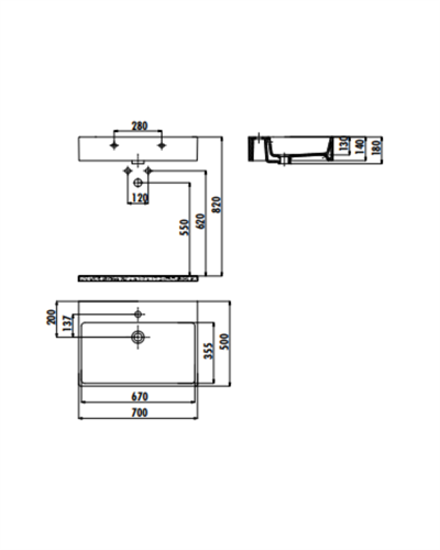 Creavit Next Tezgah Üzeri Kare Lavabo 70 cm NX270