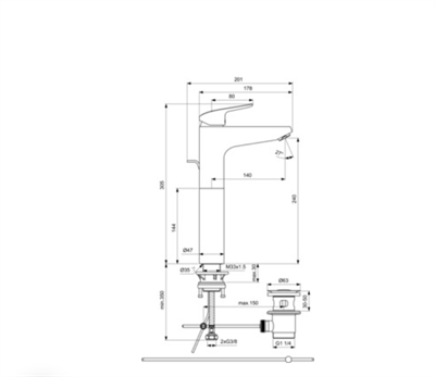 İdeal Standard B1872AA Ceraflex Yüksek Lavabo Bataryası-Chrome-Sifon Kumandalı
