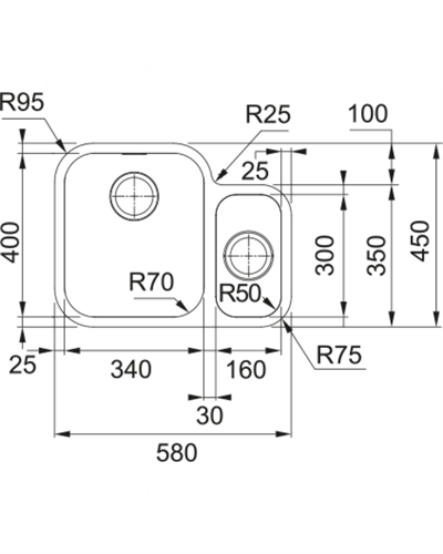 Franke SRX 160-34-16 Tezgah Altı Paslanmaz Çelik Evye 