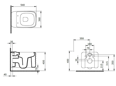 Bocchi New Age Asma Rimless Klozet Ve Kapağı Parlak Siyah