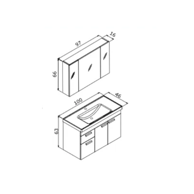 Orka Enez 100 cm Banyo Dolabı Takım Ceviz