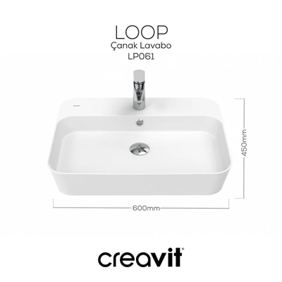 Creavit LP061 Loop Dikdörtgen Çanak Lavabo 45x60 cm