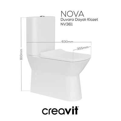 CREAVİT NV361 Nova Rim-Off Kanalsız Duvara Dayalı Klozet Seti