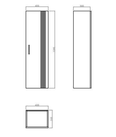 Orka Bari 40 cm Banyo Boy Dolabı Mat Antrasit