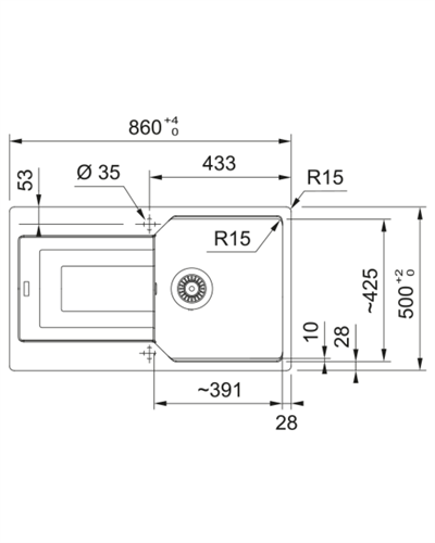 Franke Urban UBG 611-86 Oyster Tezgah Üstü Evye