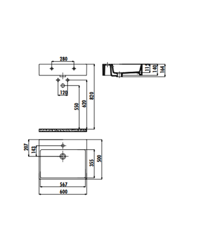 Creavit Next Tezgah Üzeri Kare Lavabo 60 cm NX260