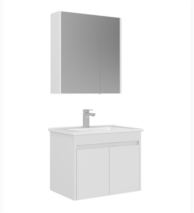 Orka Arno Kapaklı 65 cm Banyo Dolabı Takımı Parlak Beyaz Armatür Hediyeli