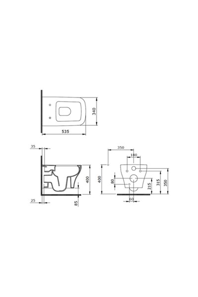 Bocchi Firenze Rimless Asma Klozet, Parlak Siyah 1304-005-0128