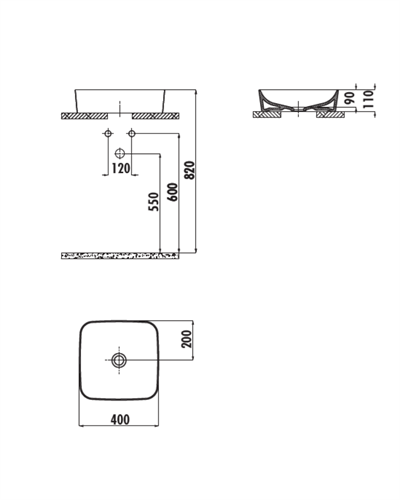 Creavit Ultra Tezgah Üstü Lavabo  Ve Alfa  Çanak Armatür Seti  Mat Siyah