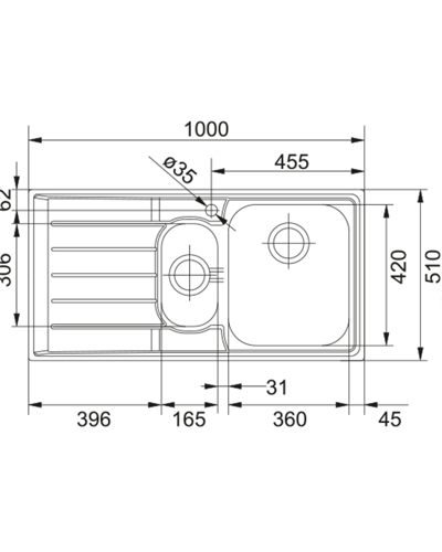 Franke Neptun NEX 651 Sol Çelik Evye